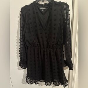 Black mesh Long Sleeve Dress